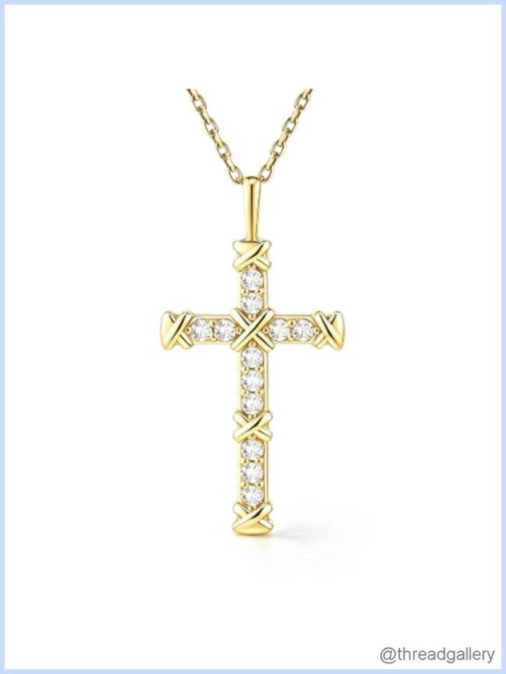 14K Gold Filled Cross Necklace CZ Diamond Crucifix Pendant